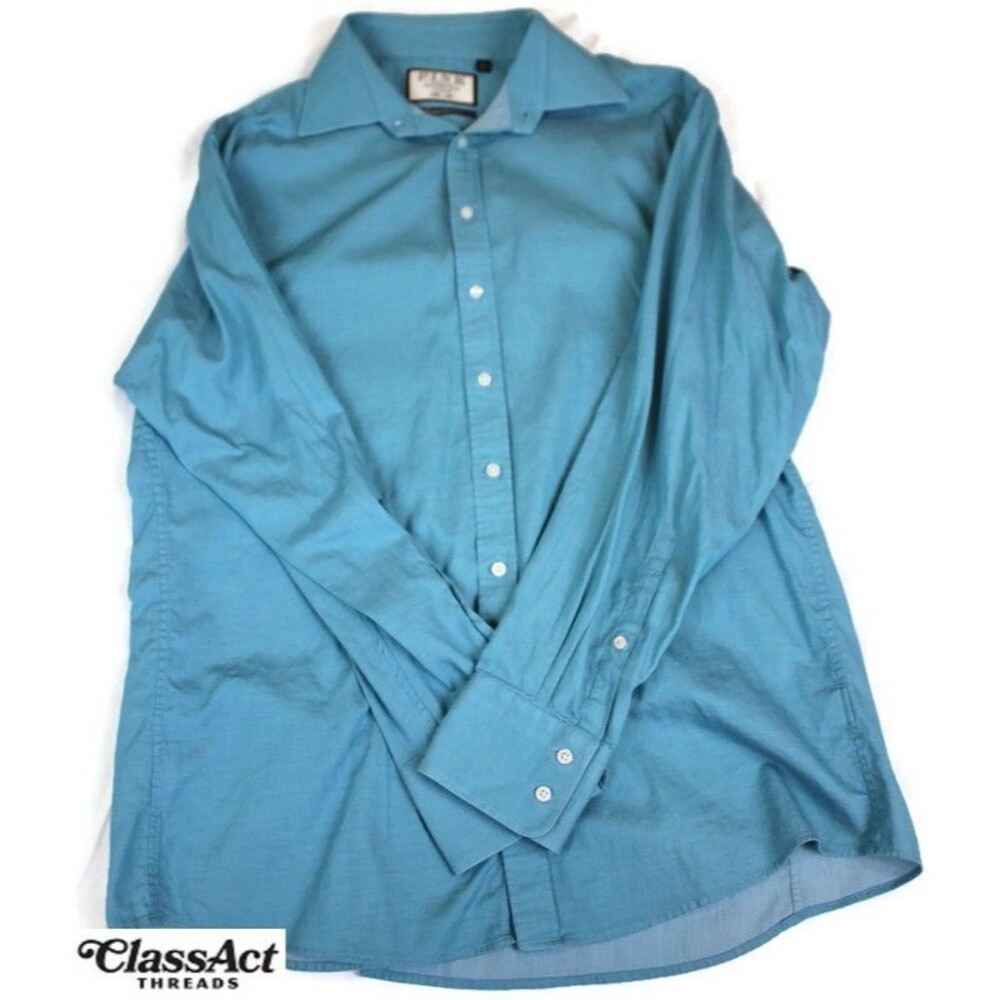 Thomas Pink Seasonal Collection Slim Fit Blue Long Sleeve Dress Shirt 17